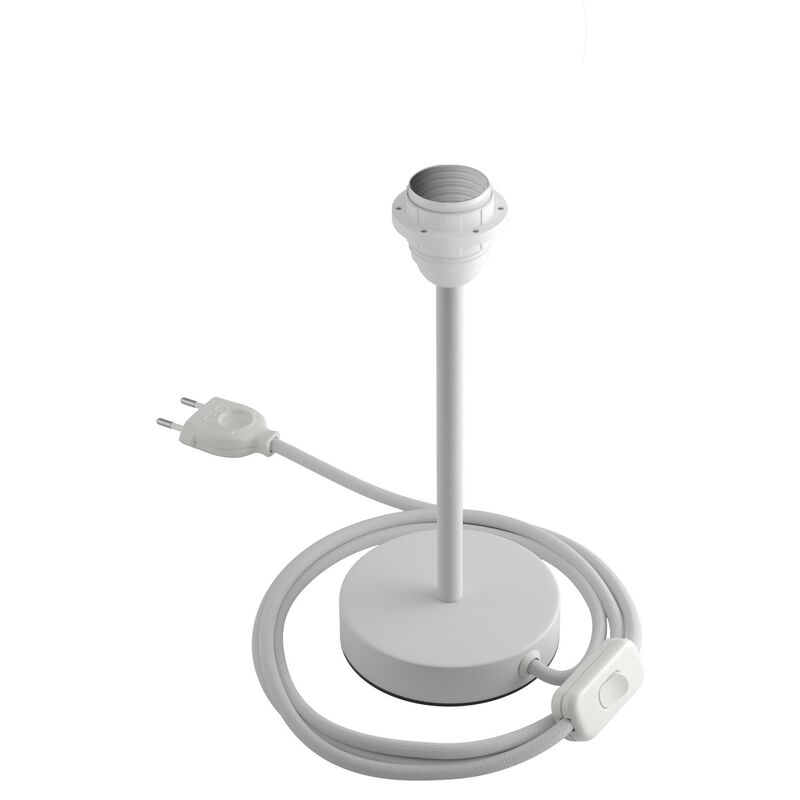 

Creative Cables - Alzaluce para Pantallas - lámpara de mesa en metal con cable, interruptor, clavija de 2 polos | 20 cm - Blanco mate - Blanco mate