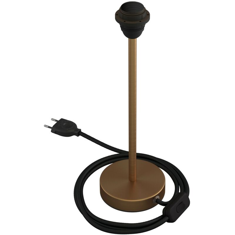 

Creative Cables - Alzaluce para Pantallas - lámpara de mesa en metal con cable, interruptor, clavija de 2 polos | 30 cm - Latón satinado - Latón