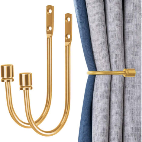 alzapaños metálicos para cortinas, con tornillos, para colgar en la pared, resistentes, para decoración del hogar, dorados.