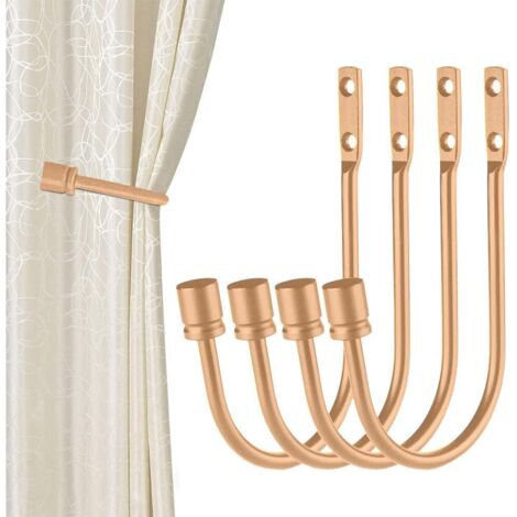 alzapaños para cortinas, ganchos en forma de U para colgar en la pared, con borlas, color negro