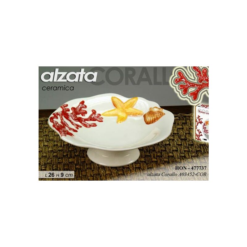 Image of Alzata ceramica CM.26X9h dec. corallo