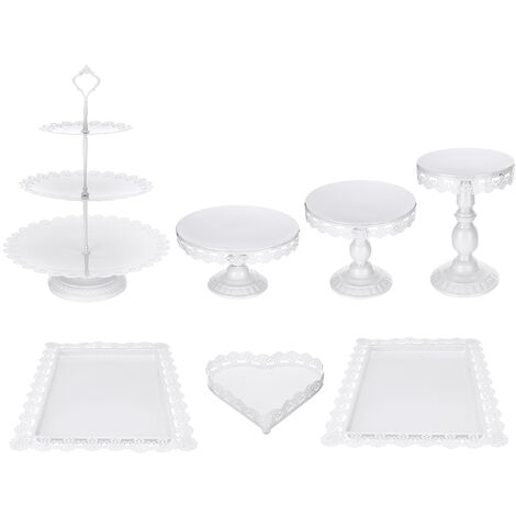 AUGIENB Alzata per torte in stile europeo da 7 pezzi (bianco) Agito