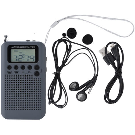 AM/FM 2-Band 8UV Digitalradio mit digitaler Abstimmung – Tragbares Stereoradio Grau
