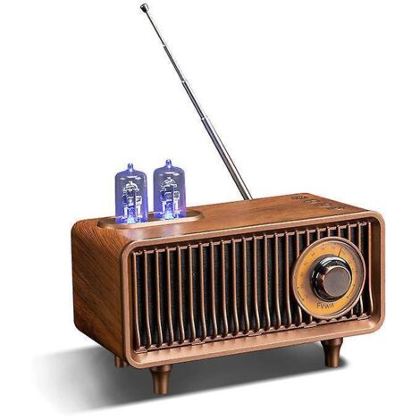 am Fm Classic Retro Radio With Bluetooth Speaker,vintage Wood Table Radio With Treble Bass Control For Kitchen Living Room With Rotary Knob
