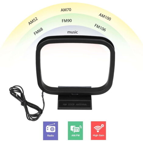 AM/FM loop antenna, 2-pin connector, AM antenna cable for tabletop stereo receiver, indoor radio receiver