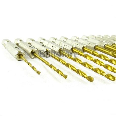 Am-Tech, Set di punte per trapano, in acciaio rapido, 6,35 mm / 0,25, 13 pz. - F1120