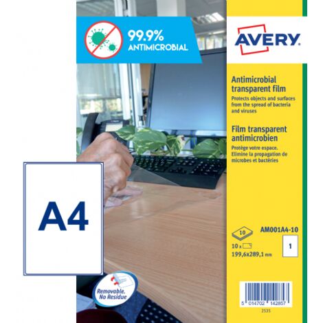 AM001A4 etiqueta autoadhesiva Rectángulo Desmontable Transparente 10 pieza(s)