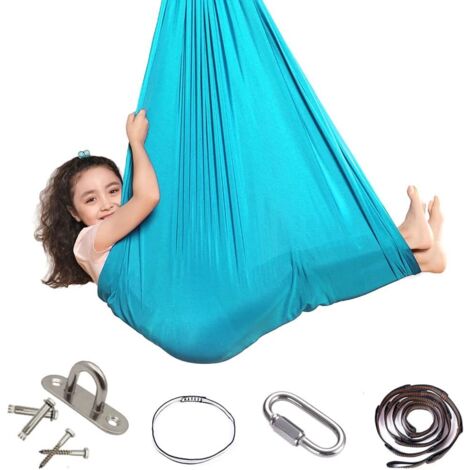 Amaca a dondolo per bambini, amaca elastica da interni, altalena sensoriale, ideale per l'integrazione sensoriale, la terapia per la sindrome di Asperger e l'autismo (blu scuro, 150 x 280 cm)