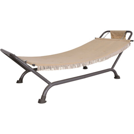 AMACA BEIGE 232X96X78HCM CON STRUTTURA GRIGIA