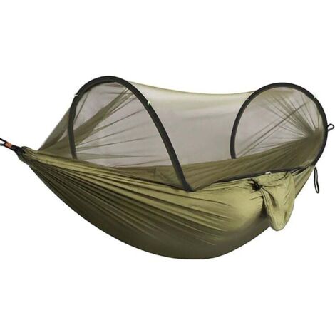 Amaca con zanzariera, capacità di carico 300 kg, asciugatura rapida, ultraleggera, con 2 moschettoni, 2 spallacci resistenti, verde