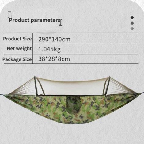 Amaca da campeggio per esterni, zanzariera portatile, altalena blu (sfondo blu e tenda bianca) 260140 cm