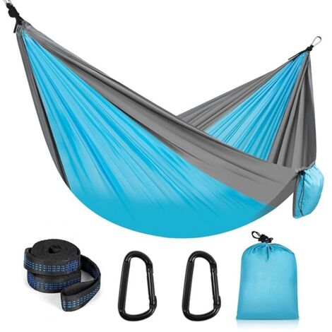 Amaca da campeggio portatile con 2 cinghie per alberi e 2 moschettoni, accessori da campeggio per escursioni, viaggi, spiaggia, cortile e giardino.