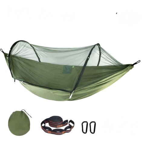 Amaca da esterno con zanzariera, amaca da viaggio in nylon, 270x140 cm, verde