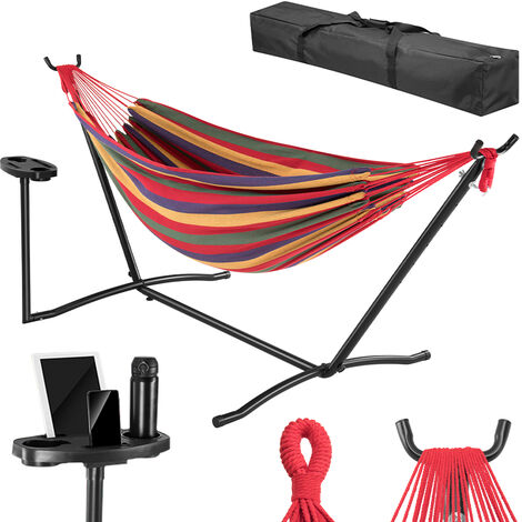 Amaca da Giardino Brasiliana Strisce Multicolore con Portabicchieri Portata 200kg