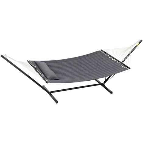 Amaca da Giardino Portatile 368x93x110 cm con Cuscino Integrato Grigio Scuro