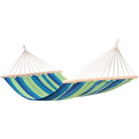 AMACA DA GIARDINO TESSUTO DOPPIA CON ASSE LEGNO COLORATA ALTALENA DONDOLO CORDE 200x100 cm 719
