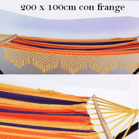 Amaca/Dondolo in tessuto con sacca 200x100cm Riposina Oriente con frange - A51