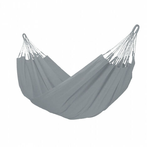 Amaca in cotone 200x100 cm da giardino con tiranti in corda -  Grigio