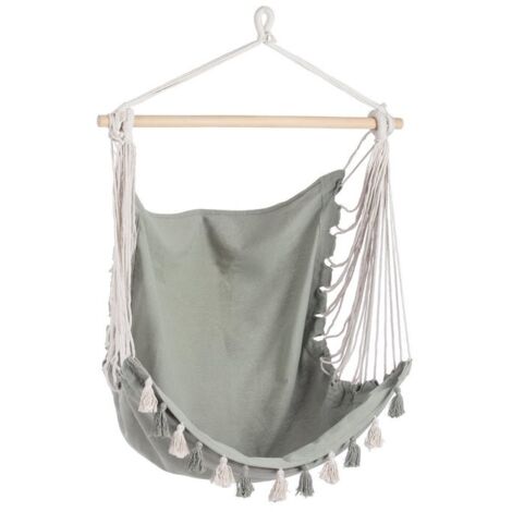 AMACA PENSILE TASSEL IN POLICOTONE VERDE SALVIA 100X130 BARRA IN LEGNO MASSICCIO
