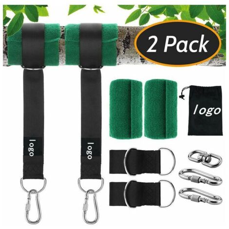 Amaca resistente con cinghie, sospensione da 150 cm, con anello a D, due moschettoni, carico massimo 500 kg, corde di fissaggio per altalena