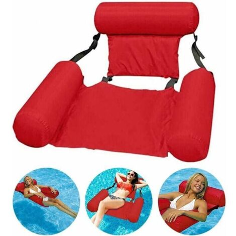 Amaca rossa per piscina, sdraio galleggiante, sedia gonfiabile per piscina, pieghevole, amaca galleggiante per acqua, sdraio galleggiante per adulti