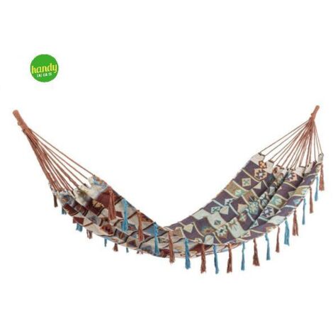 Amaca "Santander" in cotone e poliestere con borsa per esterno e giardino -Azzurro-Beige