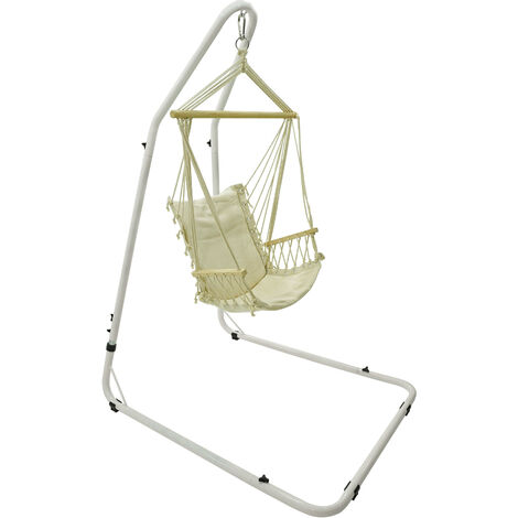 CCLIFE Sedia Amaca con supporto Sedia Sospesa Poltrona Sospesa da Giardino  per interno Esterno Giardino Capacità di Carico 100 kg, Color:Beige :  : Giardino e giardinaggio