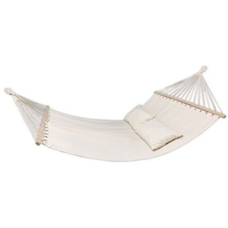 AMACA YOU AND ME BLANCO CON TELO IN COTONE E BASTONI DI SOSTEGNO IN LEGNO