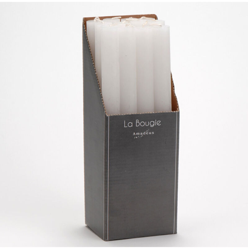 Amadeus - Bougie flambeau 25 cm blanc (lot de 12)