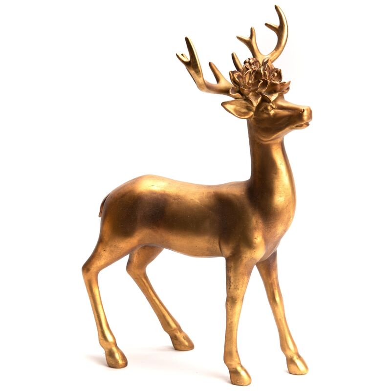 Cerf fleurs doré 40 cm - Amadeus