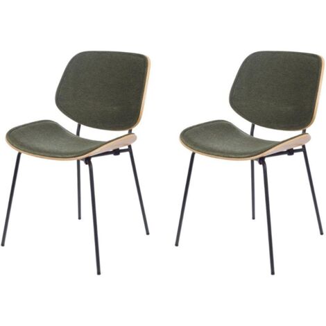 Amadeus - Chaise Atlanta verte en tissu et chêne (lot de 2)