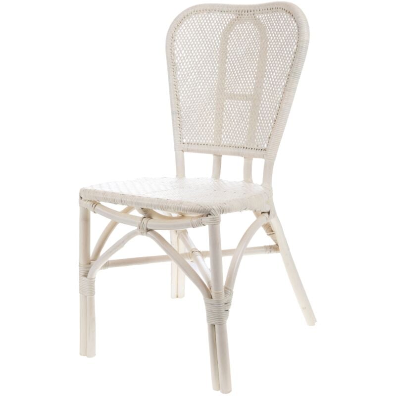 Chaise de bistrot blanche en rotin - Amadeus