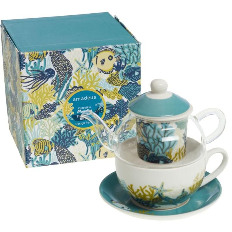 Coffret théière égoïste en Manatea en verre et en porcelaine - Amadeus
