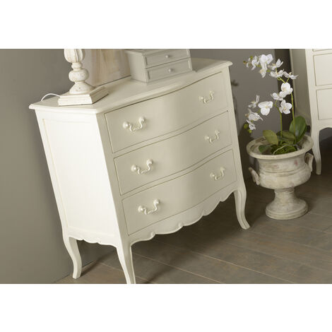 Amadeus - Commode 3 tiroirs blanc cassé en acajou Apolline