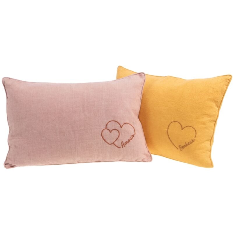 Coussin cœur brodé 40 x 60 cm (lot de 2) - Amadeus