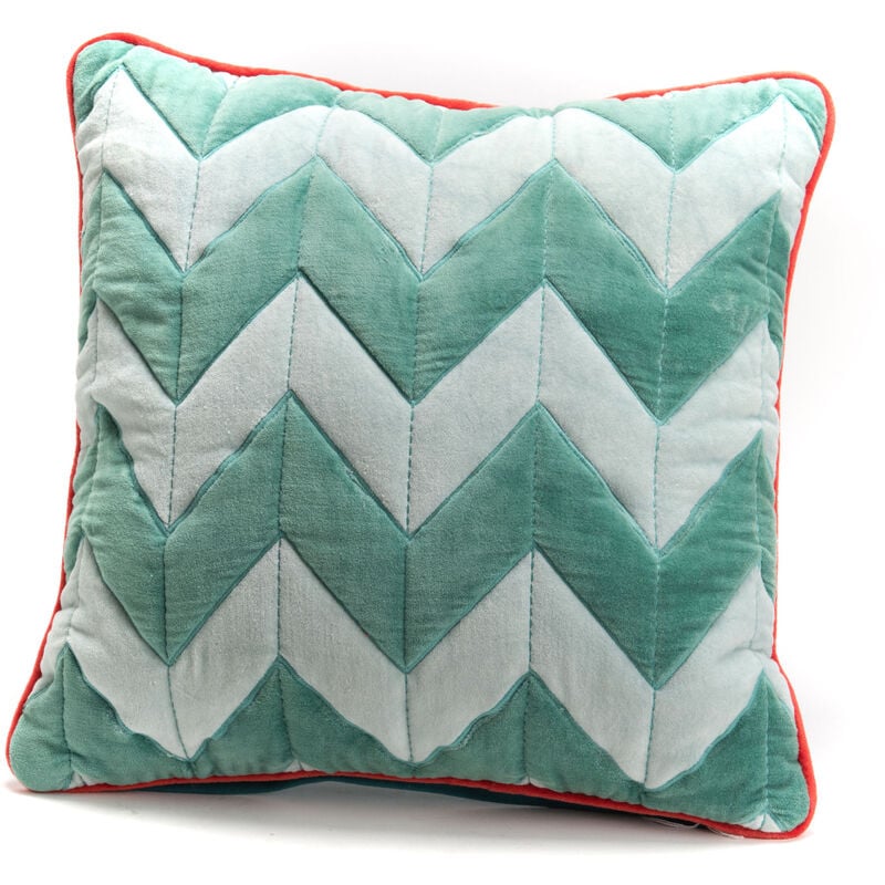 Coussin Zig Zag 45x45 cm en velours vert - Amadeus