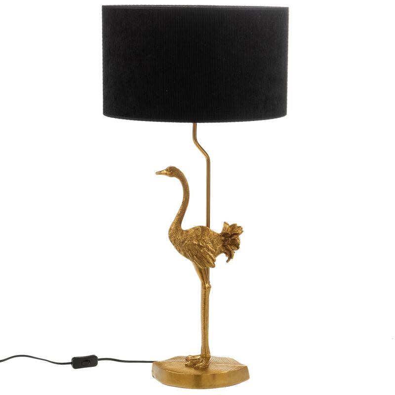 Lampe autruche abat jour velours noir - Amadeus
