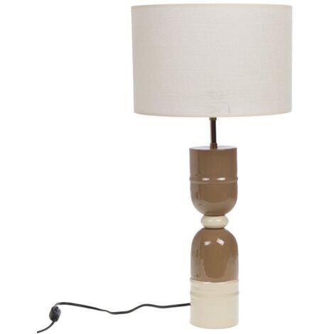 Amadeus - Lampe Miles taupe avec abat-jour en jute