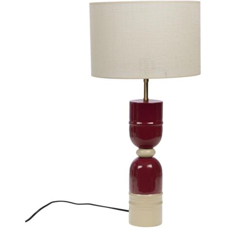 Amadeus - Lampe Smiles bordeaux abat-jour en jute