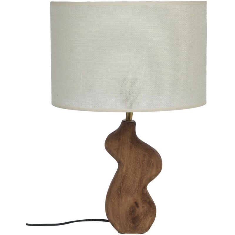 Amadeus - Lampe Verso en bois et son abat jour en toile de jute
