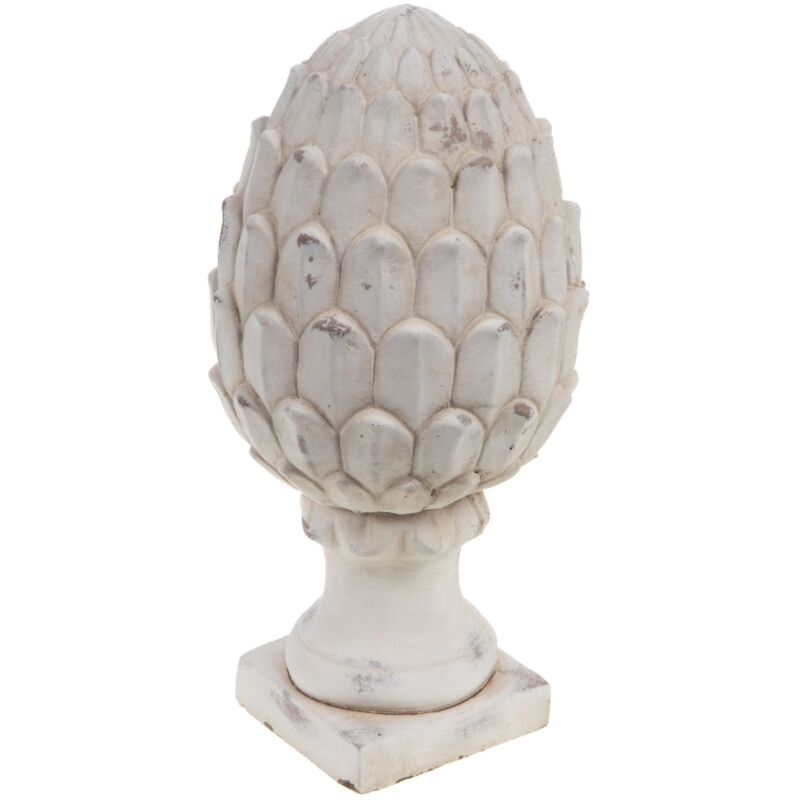 Amadeus - Pomme de pin blanc en patine 36 cm