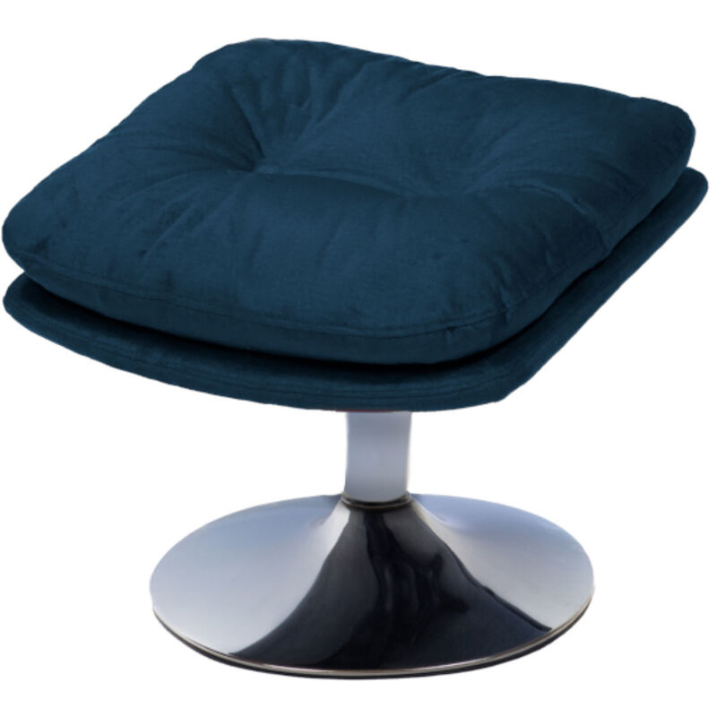 Repose-pied Magnum bleu tissu – Dimensions 40x40x40 cm – Confort optimal avec coussin épais – Design contemporain chrome – Amadeus