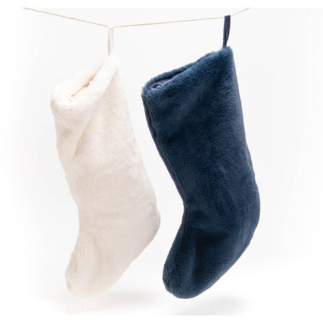 Amadeus - Set de 2 Chaussettes de Noël Luxe assortis bleu et crème
