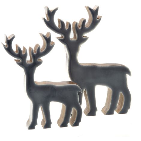 Amadeus - Set de 2 rennes gris 12 cm
