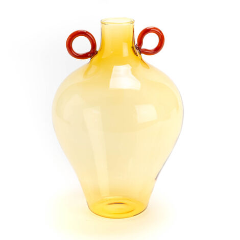 Amadeus - Vase Amphore ambre anse rouge