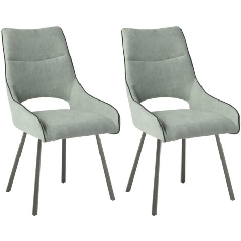 AMADO - Lot de 2 Chaises Tissu Coloris Vert d'Eau