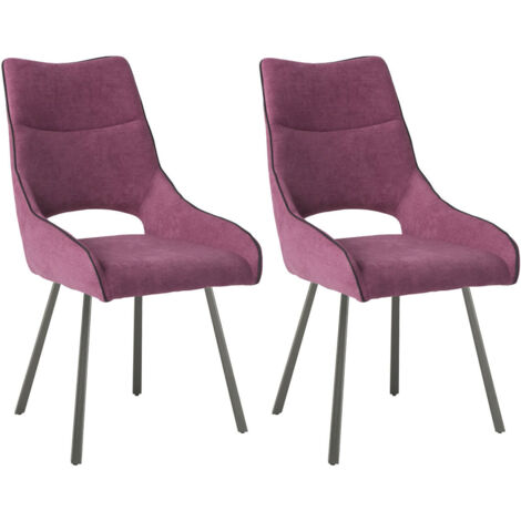 AMADO - Lot de 2 Chaises Tissu Coloris Violet