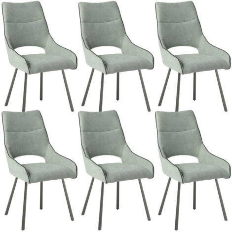 AMADO - Lot de 6 Chaises Tissu Coloris Vert d'Eau