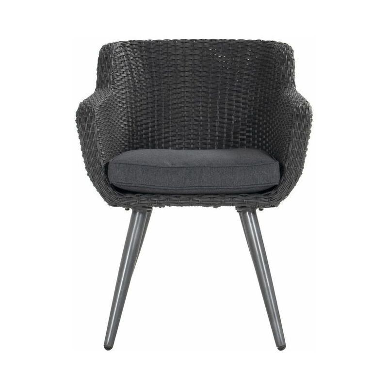Chaise-fauteuil Amadora en résine tressée - pieds en aluminium - Anthracite - Chalet&jardin
