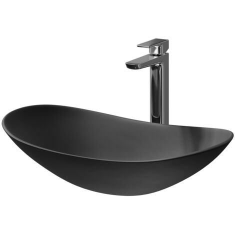 Amadora Matt Black 615mm x 360mm Ellipse Countertop Basin